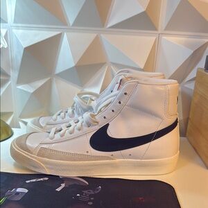 Nike White and Black High-Top Sneakers blazers